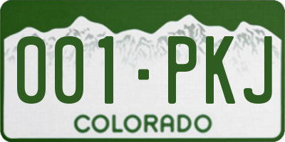 CO license plate 001PKJ