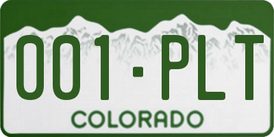 CO license plate 001PLT