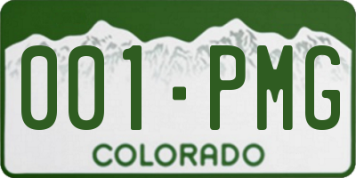 CO license plate 001PMG