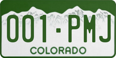 CO license plate 001PMJ