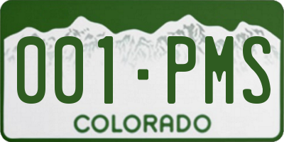 CO license plate 001PMS