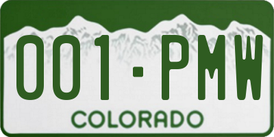 CO license plate 001PMW