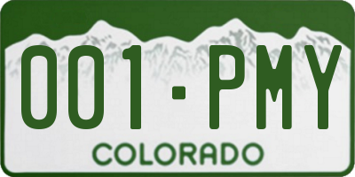 CO license plate 001PMY