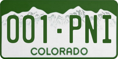 CO license plate 001PNI
