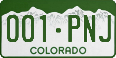 CO license plate 001PNJ