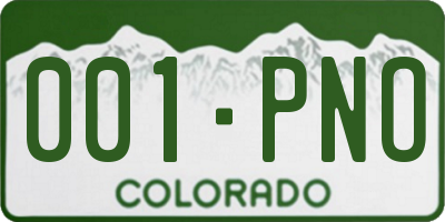 CO license plate 001PNO