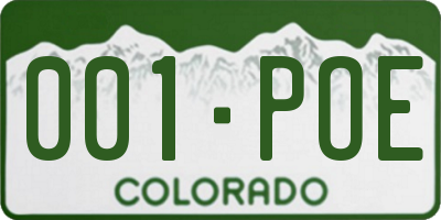 CO license plate 001POE