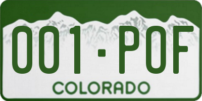 CO license plate 001POF