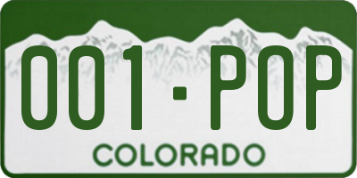 CO license plate 001POP