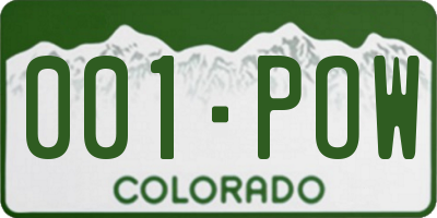 CO license plate 001POW