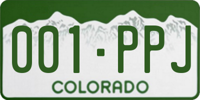 CO license plate 001PPJ