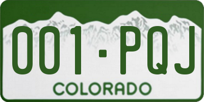 CO license plate 001PQJ