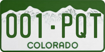 CO license plate 001PQT