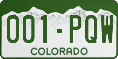 CO license plate 001PQW