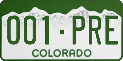 CO license plate 001PRE