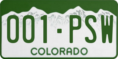 CO license plate 001PSW