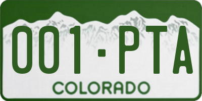 CO license plate 001PTA