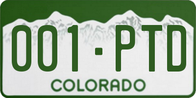 CO license plate 001PTD