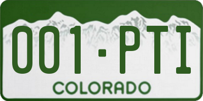 CO license plate 001PTI