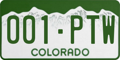 CO license plate 001PTW