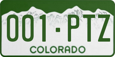 CO license plate 001PTZ