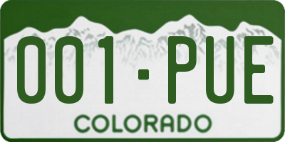 CO license plate 001PUE