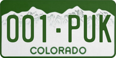 CO license plate 001PUK