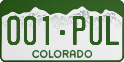 CO license plate 001PUL