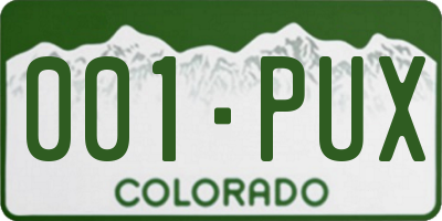 CO license plate 001PUX