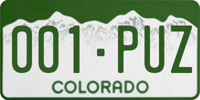 CO license plate 001PUZ