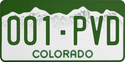 CO license plate 001PVD