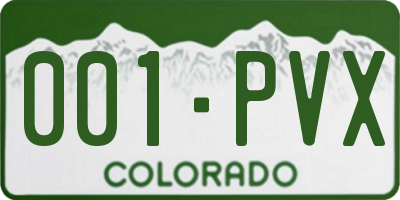 CO license plate 001PVX