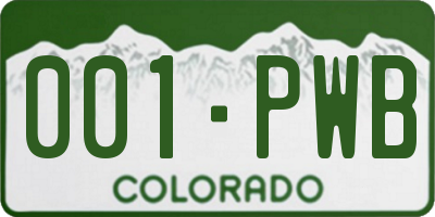 CO license plate 001PWB