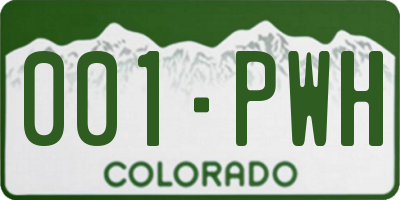 CO license plate 001PWH