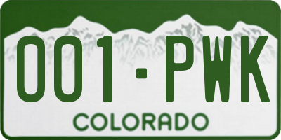 CO license plate 001PWK