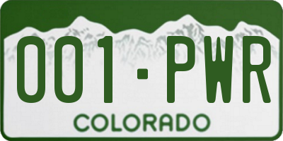 CO license plate 001PWR