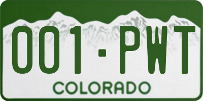 CO license plate 001PWT