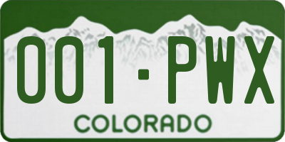 CO license plate 001PWX