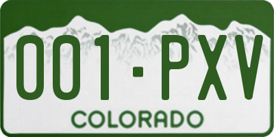 CO license plate 001PXV