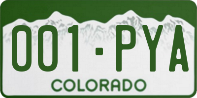 CO license plate 001PYA