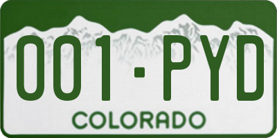 CO license plate 001PYD
