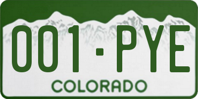 CO license plate 001PYE