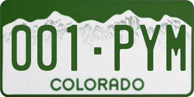 CO license plate 001PYM