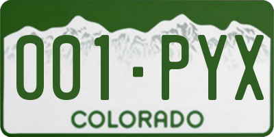 CO license plate 001PYX