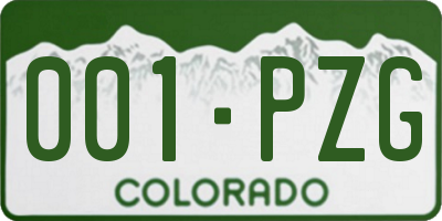 CO license plate 001PZG