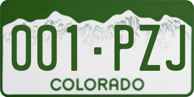 CO license plate 001PZJ