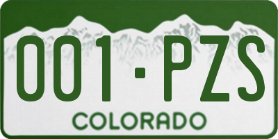 CO license plate 001PZS