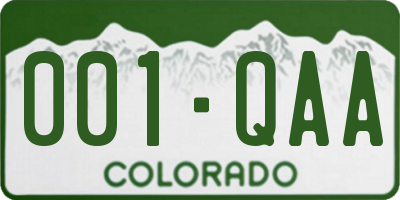 CO license plate 001QAA