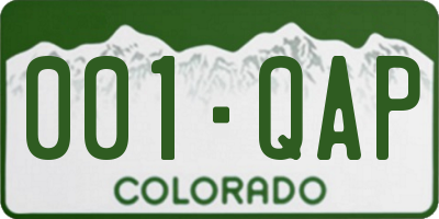 CO license plate 001QAP