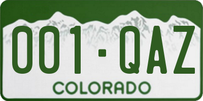 CO license plate 001QAZ